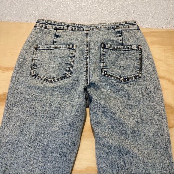 Three Bird Nest Bell Bottom Flare Leg Jeans Blue Denim Women's Size L - Picture 7 of 8